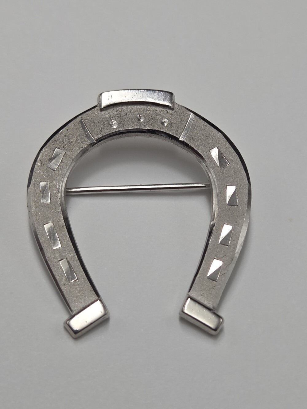 Vintage Sterling Silver Lucky Horseshoe Brooch Pin